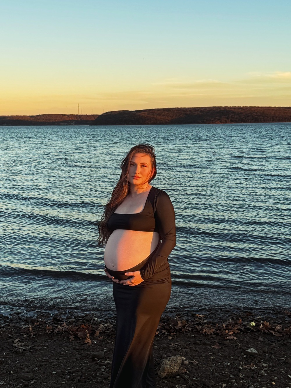 Elegant Black Maternity Maxi dress
